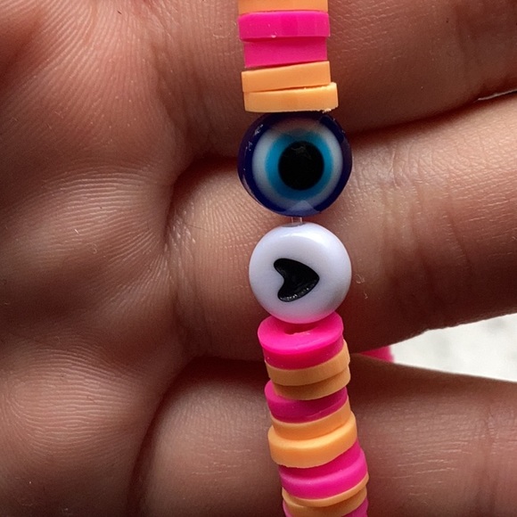 Hot pink/orange evile eye hart bracelets - Picture 2 of 4